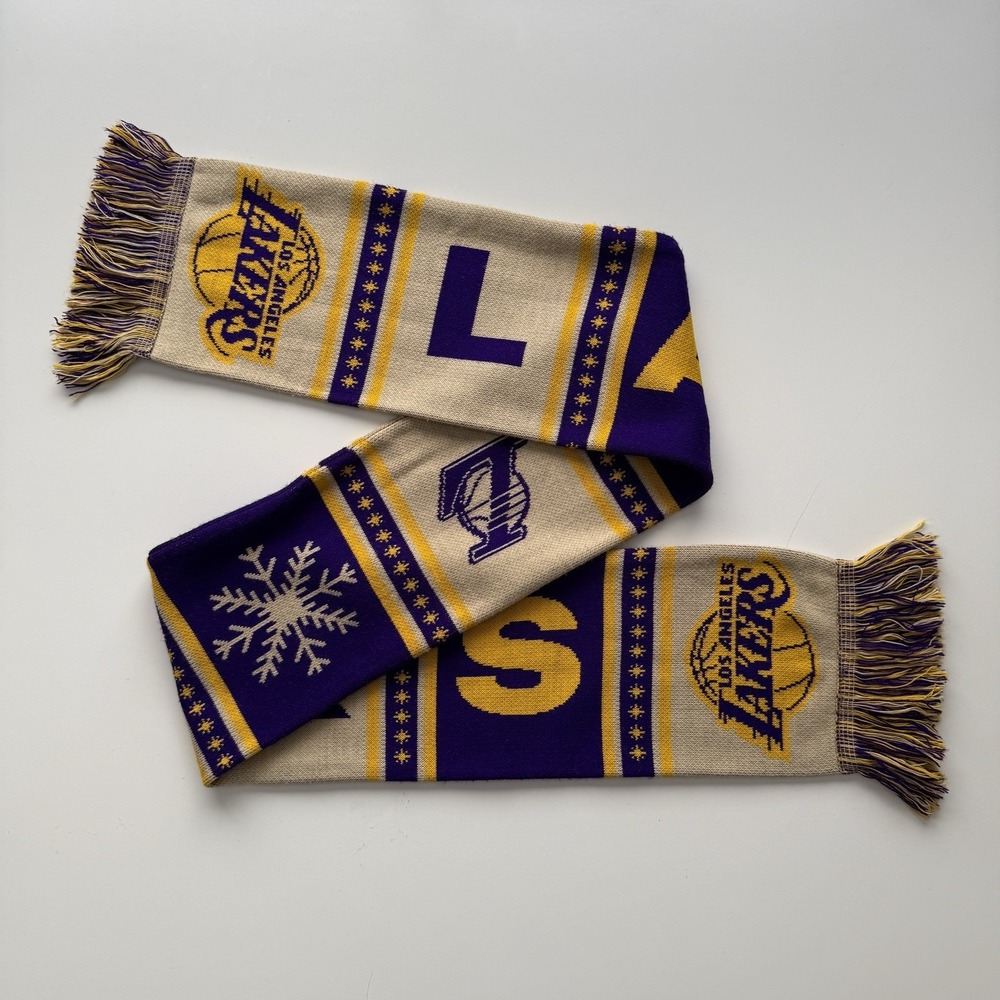 LAKERS Christmas Day 2023 Knit Scarf Adult Logo LA Los Angeles‎ Winter Fringe